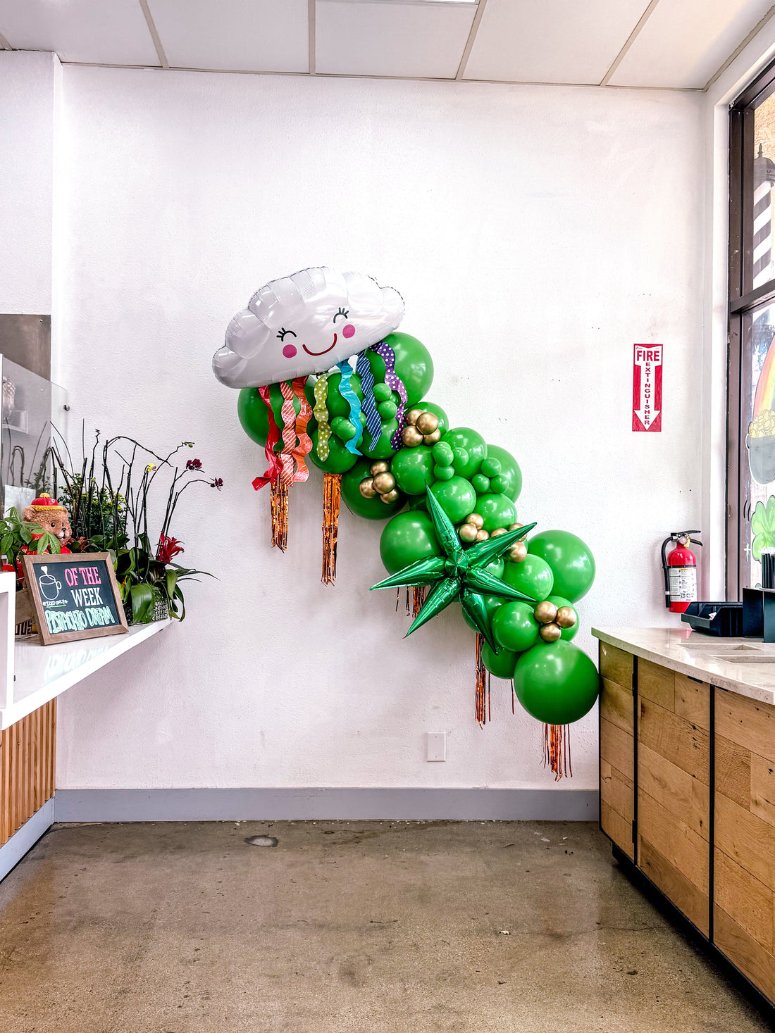 Lucky & Luxe: St. Patrick’s Day Balloon Garland at Bevy Beans Coffee